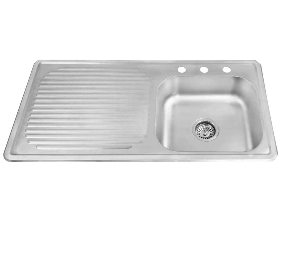 Fregadero una tina con escurreplatos a las izquierda 100x50cm