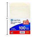 2 pack Paquete 100 hojas, bloc de papel legal de 5x8 ", amarillo (HZ)