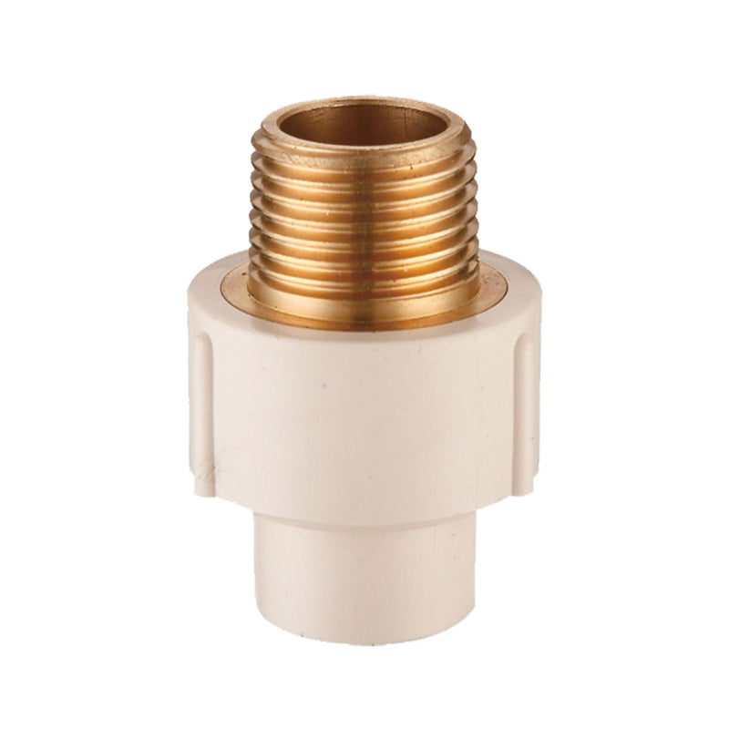Adaptadores machos CPVC con inserto metálico bronce roscado.