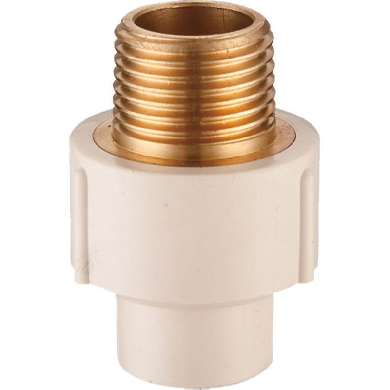 Adaptador macho CPVC con inserto metálico bronce roscado 3/4"
