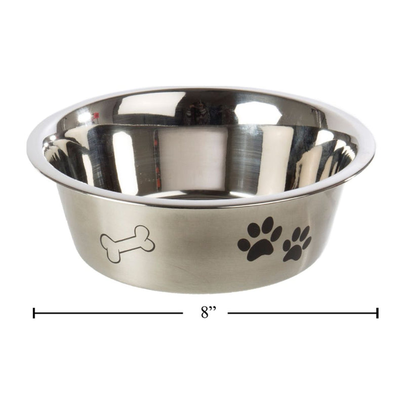 Tazón para mascotas de acero inoxidable de 8.25" exterior mate e impreso
