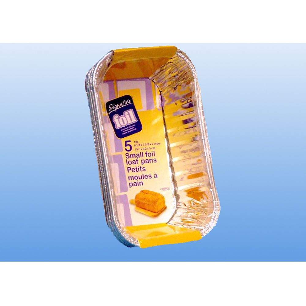 Moldes pequeños para pan de papel de aluminio de 5 piezas y 1 lb, 6-1 / 8 "x3-5 / 8" x2 "
