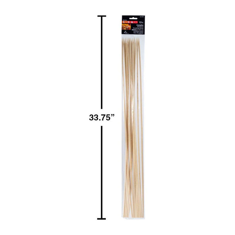 BBQ 12pcs 30 "Palitos de asar de bambú para fogata, bolsa de polietileno con cabezal