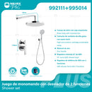 Ducha Para Empotrar. Juego De Mezcladora Monomando Con Regadera Redonda De 10” Y Ducha Teléfono De 3 Funciones. Garantía De Por Vida.