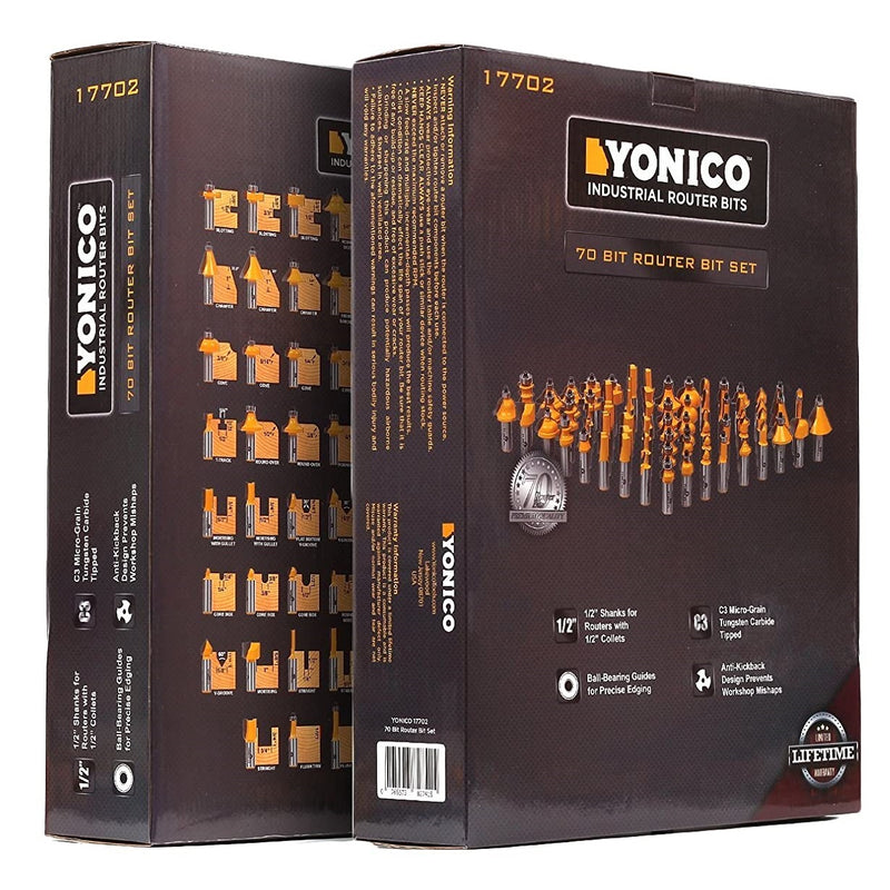 Juego de 70 Pzs de Puntas de Router para madera vastago de 1/2"