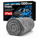 Toalla paño de Microfibra Ultra Absorbente para Secado de Autos Gruesa 1300 GSM. Paño de Secado Automotriz 60×90 cm (24×36"). Color gris.