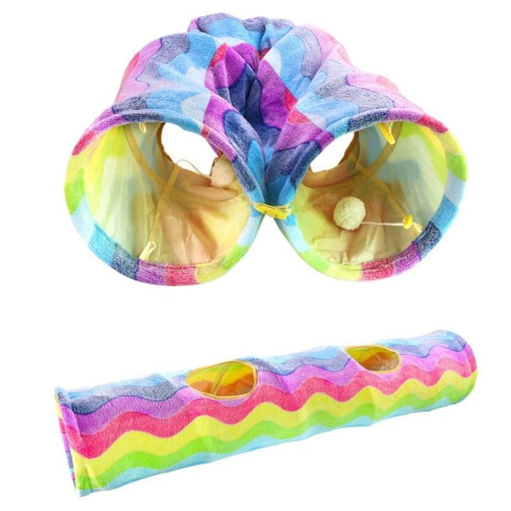 Juguete para Gato Tunel plegable 26x26x117cm con accesorios colgantes.