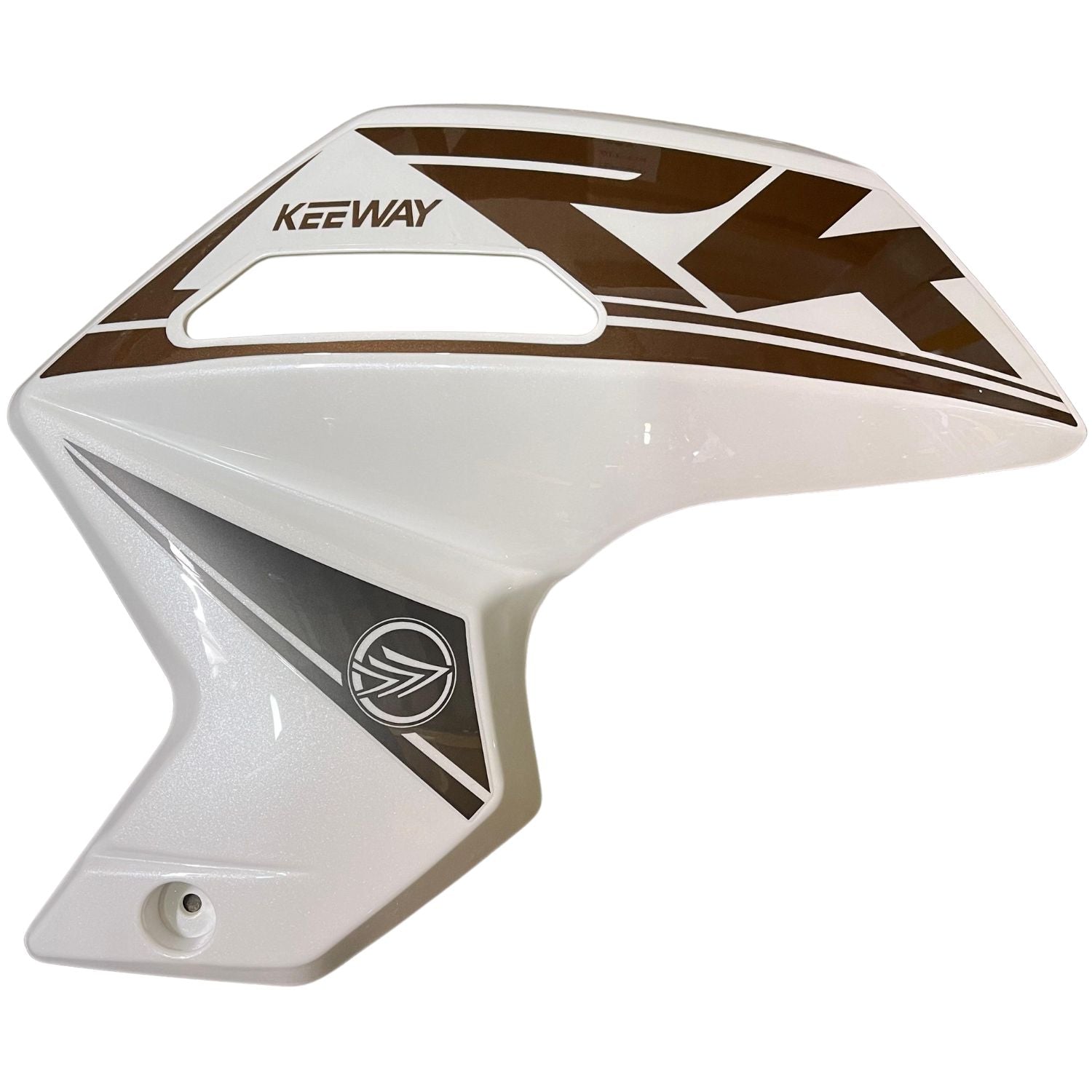 Covertor izquierdo del tanque de combustible blanco con calcomanias (RK150)