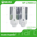 Dispensador de Jabón líquido Doble Blanco 2x350ml para Baño y Cocina. Plástico ABS. Ideal para Shampoo.
