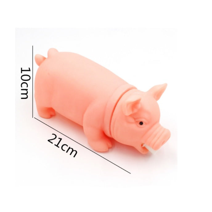 Juguete para mascota cerdo de goma con sonido.