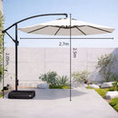Sombrilla De Patio 2.7 mts Lona anti-UV Con Base Pesada de agua. Paraguas Para Jardín Exteriores. Color Blanco.