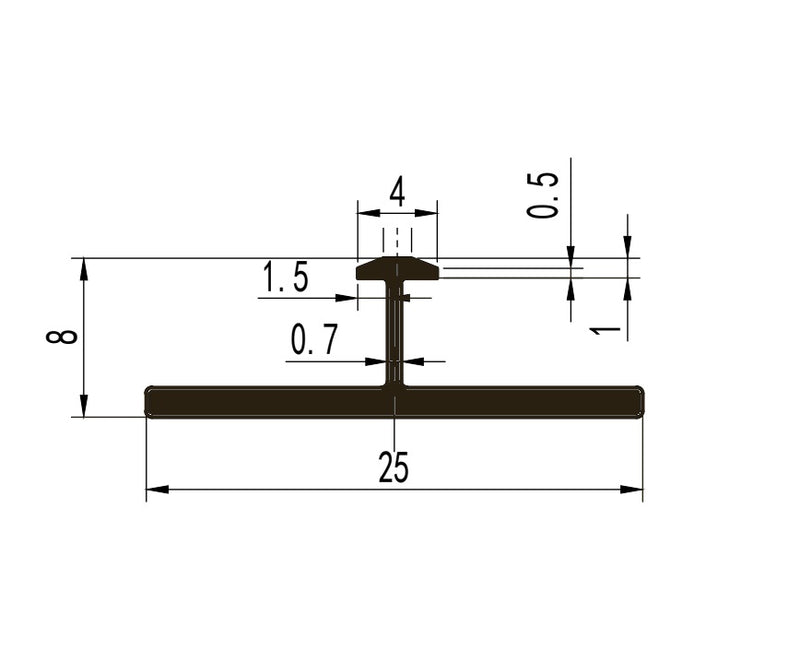 Perfil T Remate Central entre Laminas de Alternative Wall (Pared / Cielo Raso)Bronce