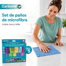 Paños de Microfibra Carbone Clean Freak. 30x30cm para Limpieza. Paños Multiuso Lavables y Reutilizables (Set de 5 unidades).