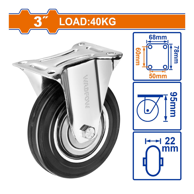 Rueda rígida de 3" Serie trabajo mediano carga: 40kg rueda: Acero + goma.