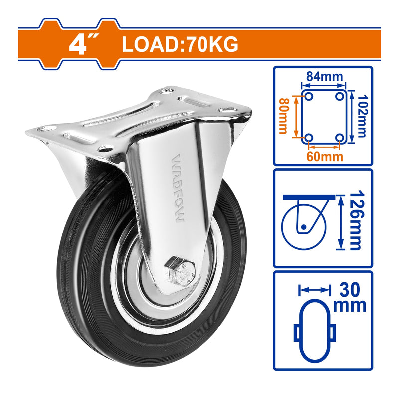 Rueda Rígida De 4" Serie De Trabajo Mediano Carga: 70kg Acero + Goma