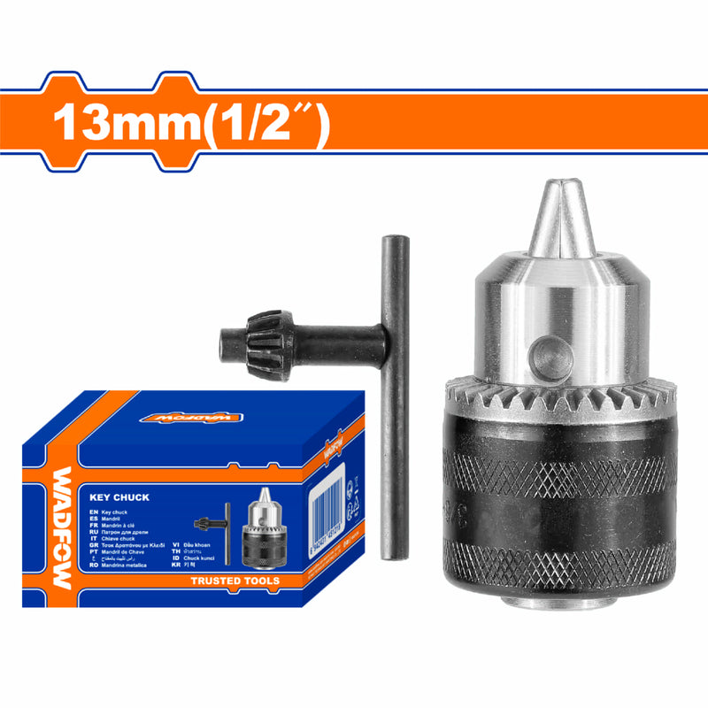 Mandril taladro de 1/2" Capacidad 1.5-13mm Incluye 1 llave para mandril. Tamaño de conexión: 1/2-20UNF