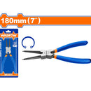 Alicate punta recta 180mm(7") Incluye anillo de retención interno 1.8mm. Acero al carbono.