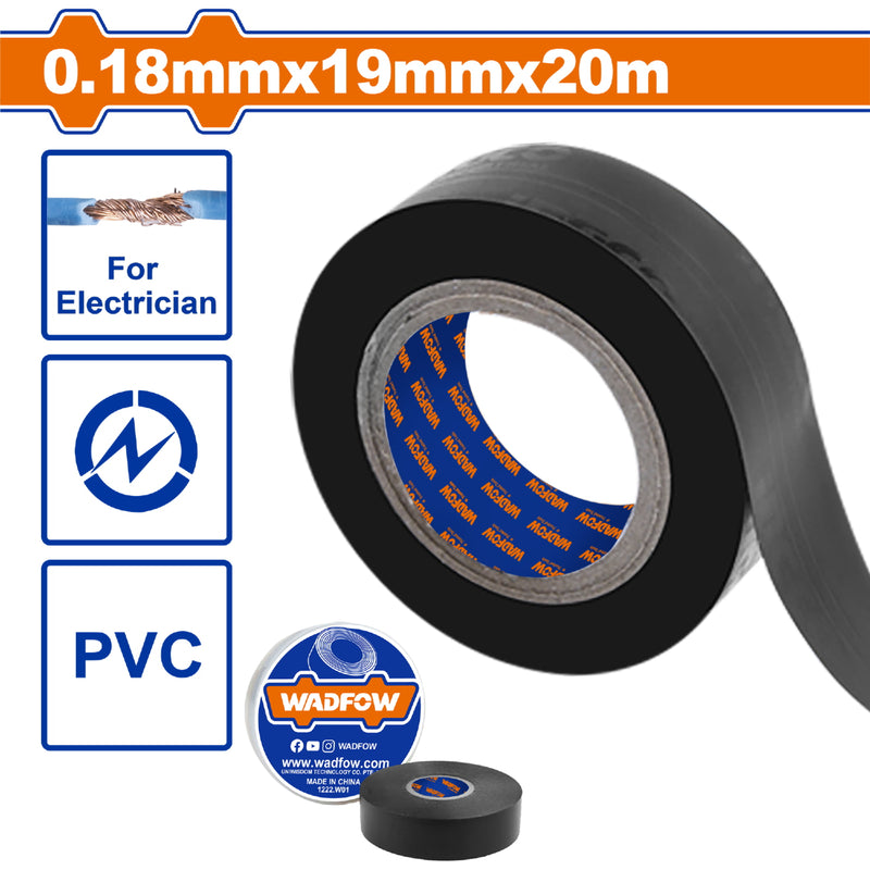 Gutapercha Tape Eléctrico de PVC puro 19mmx20m Color: Negro Cumple con la certificación UL SAA ROSH 2.0 Sim 3M 33+