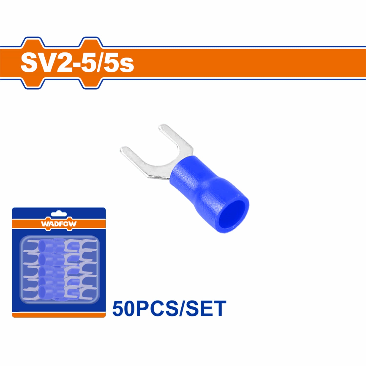 Terminales conectores para cables eléctricos SV2-5 Set 50 pzas Color Azul Crimpado eléctrico.