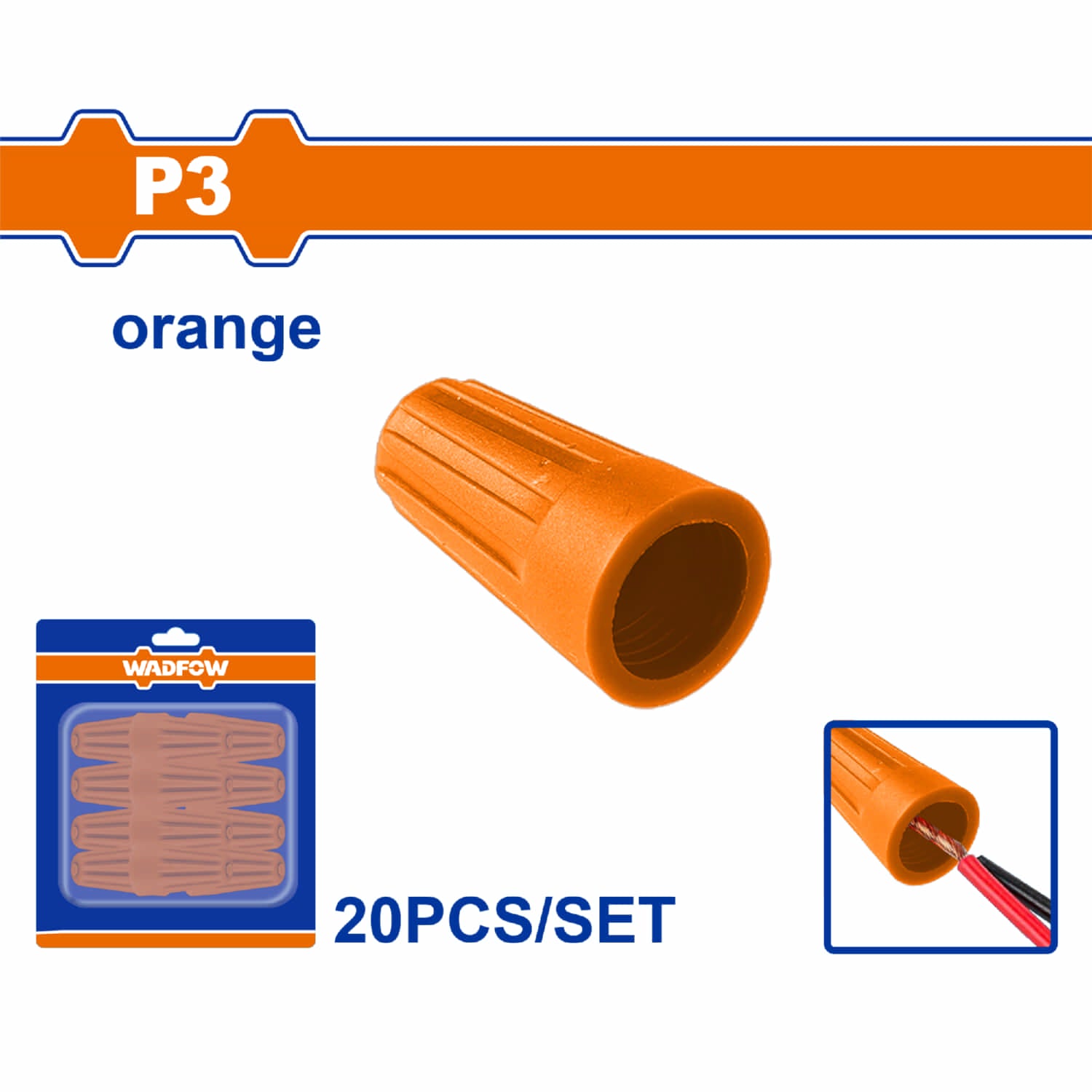 Tapa Enroscable Para Cable Electrico P3 Naranja Set 20 Piezas. Conecto