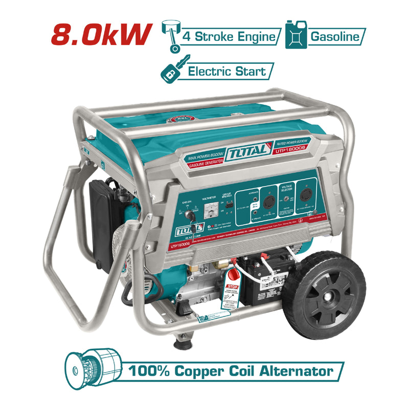 Generador a Gasolina de 8000WATT 110-120/220-240V/60htz (rpm):3600 Motor 4 tiempos OHV Planta