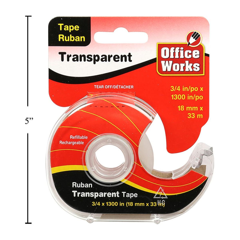Cinta pegante transparente con Dispensador 3/4 "x 1300"