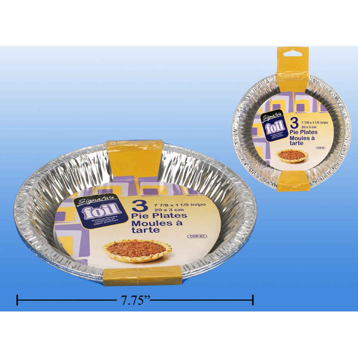 Platos de papel de aluminio para pastel de 8 " 3 piezas, 1 1 / 8" de profundidad 7-7 / 8x1-1 / 5 "