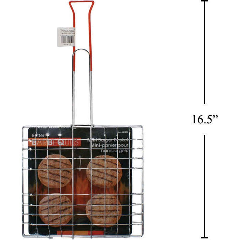 BBQ Mini Canasta para Hamburguesas de 4 Secciones, 16.5 "L, Material Cromado