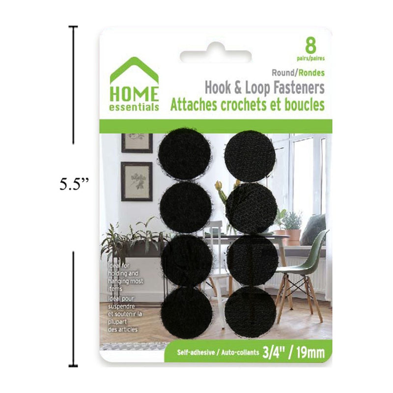 8pzas Sujetadores de cierre magico velcro, 3/4" redondos Negros