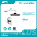 Ducha Para Empotrar. Juego De Mezcladora Monomando Con Regadera Redonda De 10”. Brazo A Pared De 50 cm. Garantía De Por Vida.