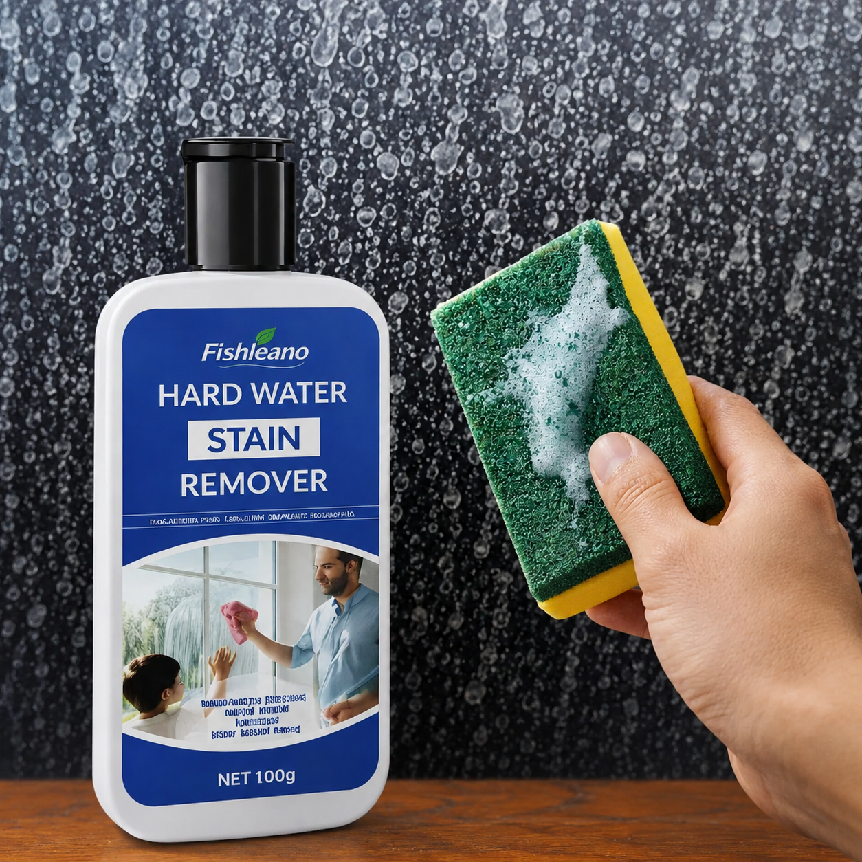 Removedor de Manchas de Agua para vidrios (100g). Limpiador Antisarro y Cal. Ideal para ventanas. Incluye esponja