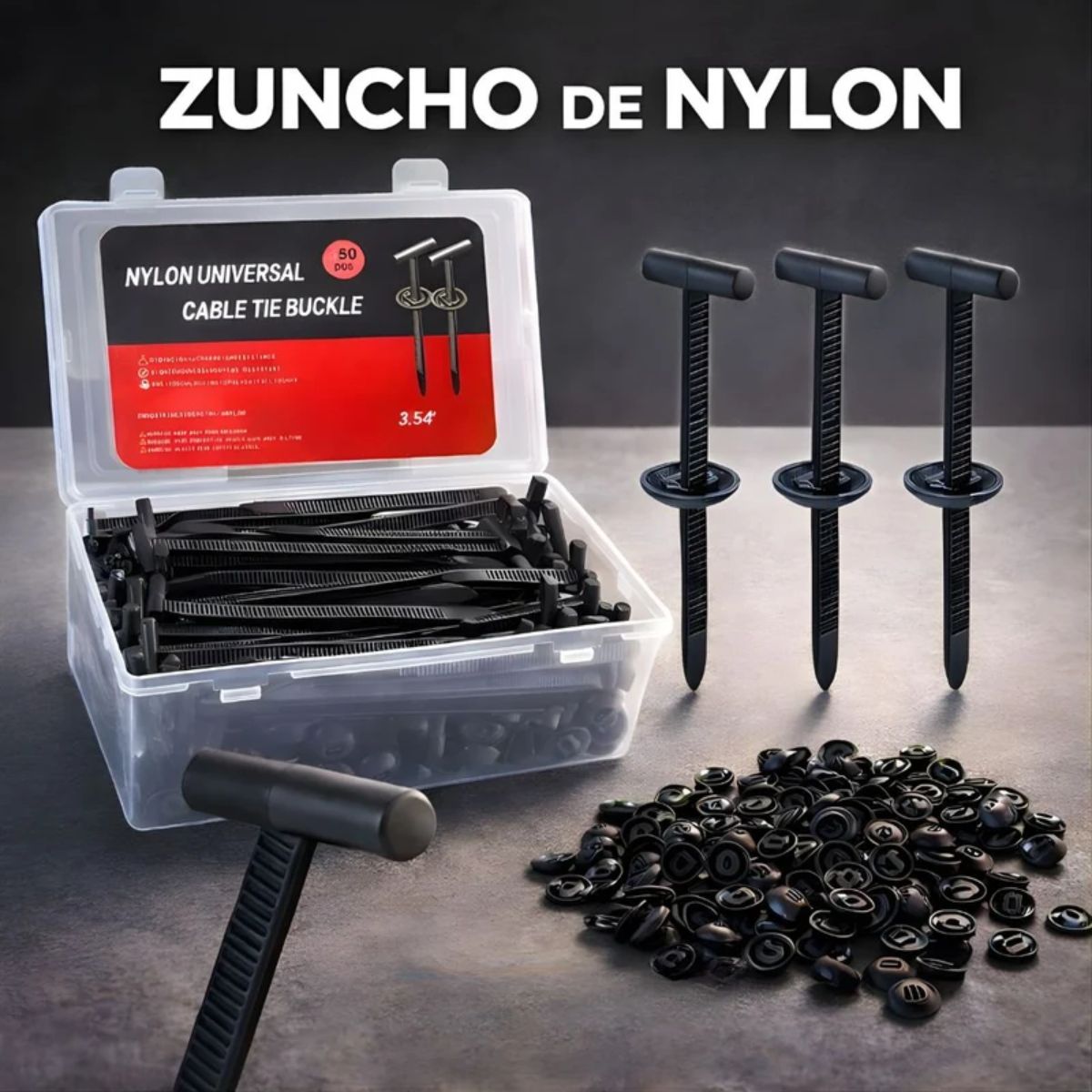 Zunchos Plásticos. Set de 50 Piezas. Color Negro. (9.52x2x1.49cm) Nylon de alta resistencia.