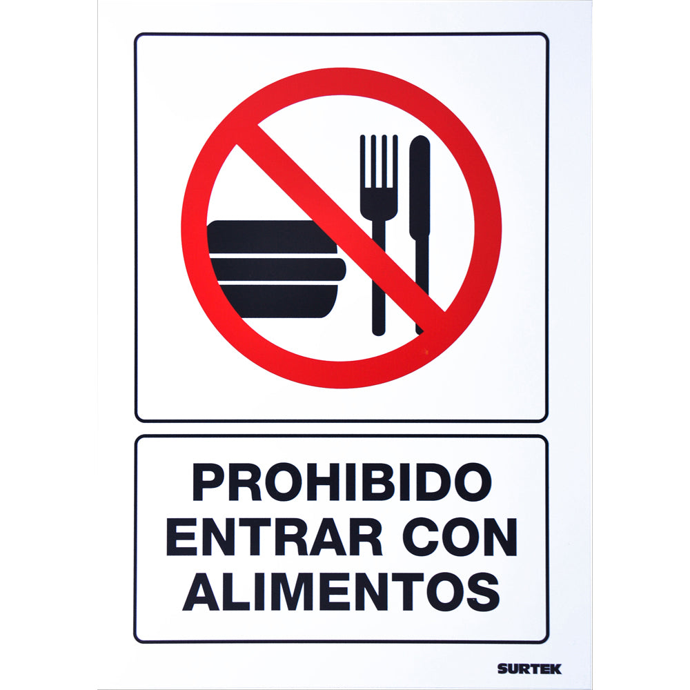 Letrero "Prohibido alimentos" Surtek