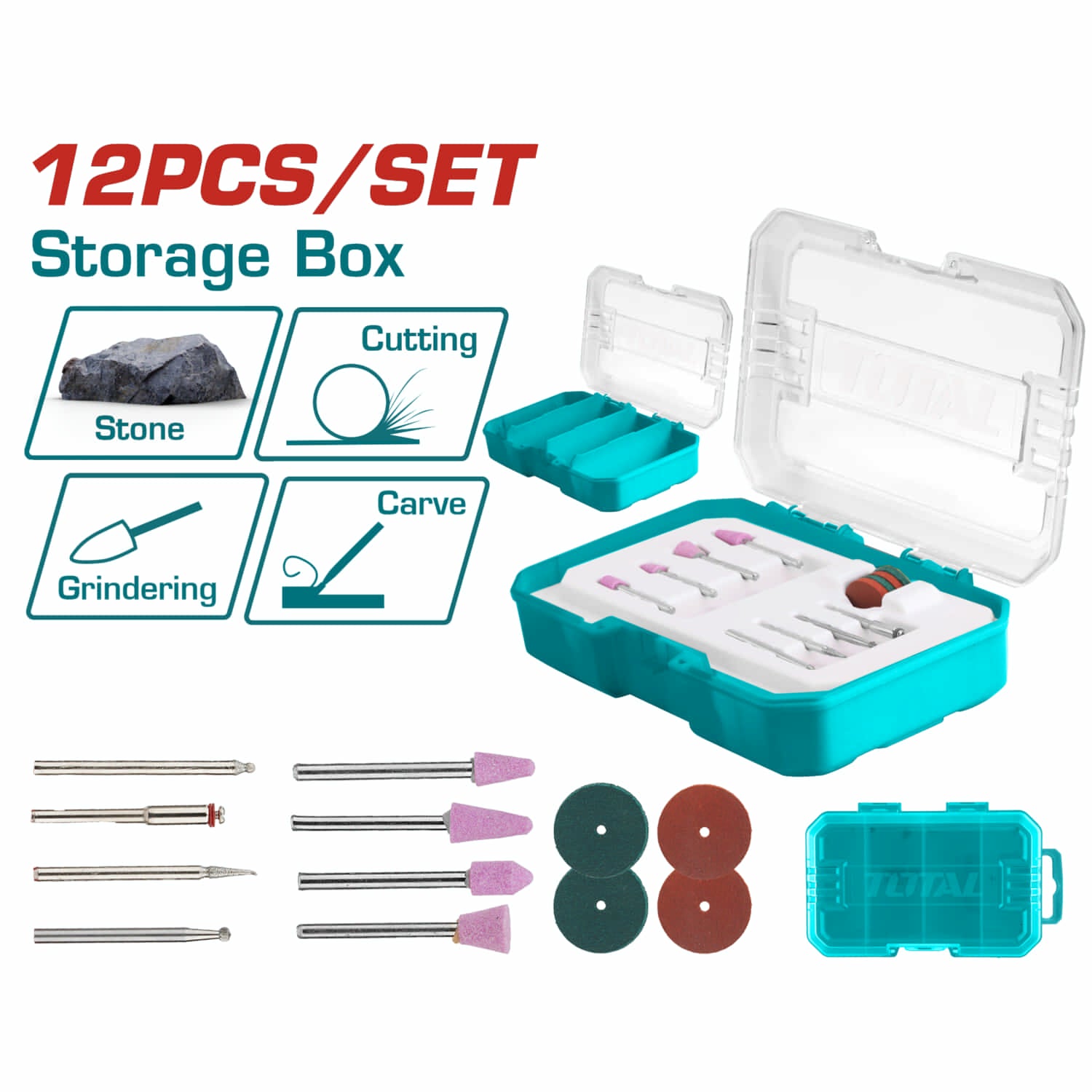 Puntas para Mototool 12 piezas (piezas para trabajar vidrio y piedra) Juego