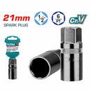 Dado para bujía de 1/2" x 21 mm.  Cr-V (50 BV 30). Cromado de Tratamiento térmico.