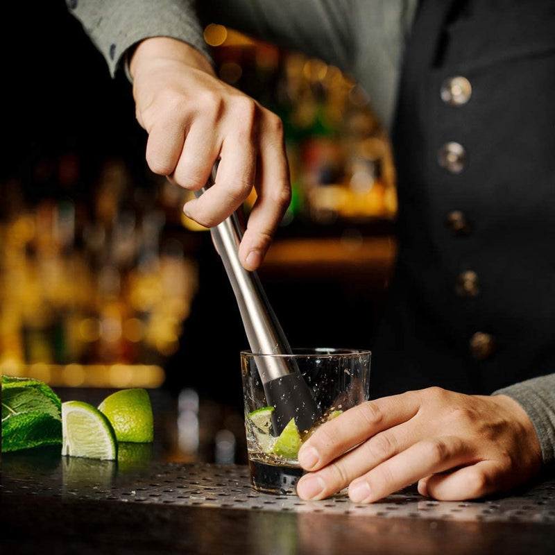 Mortero de cóctel de acero inoxidable. Para cocteleria maserador machacador para bares