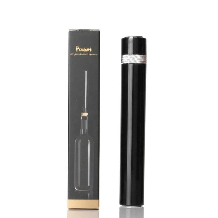 Sacacorchos de aire a presión para botellas de vino, aguja de acero inoxidable, color negro