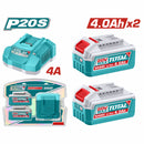 Batería 20V 4.0Ah y Cargador Rápido 21V 4A. Se venden 2 baterias y 1 cargador. TOTAL