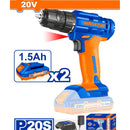 Taladro drill Inalámbrico 20V. 35Nm. 1/32-3/8". Incluye: 2 baterías y 1 cargador.