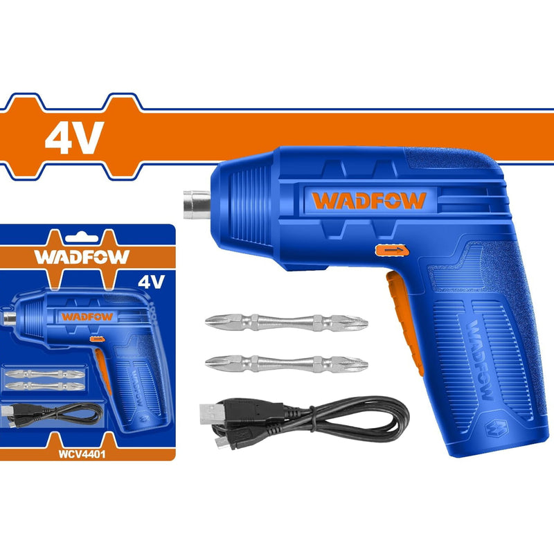 Destornillador inalámbrico de iones de litio 1/4" de Litio 4V. Velocidad sin carga: 180 rpm.