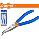 Alicate de punta doblada 8"/200mm. Pulido y antióxido. Con mango de plástico.