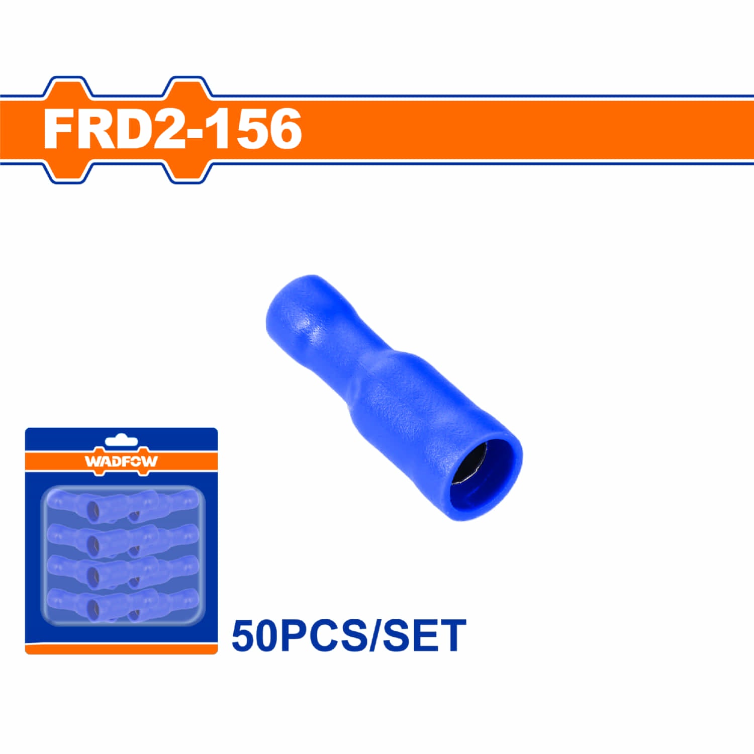 Terminales conectores para cables eléctricos FRD2-156 Set 50 pzas Color azul Crimpado eléctrico.
