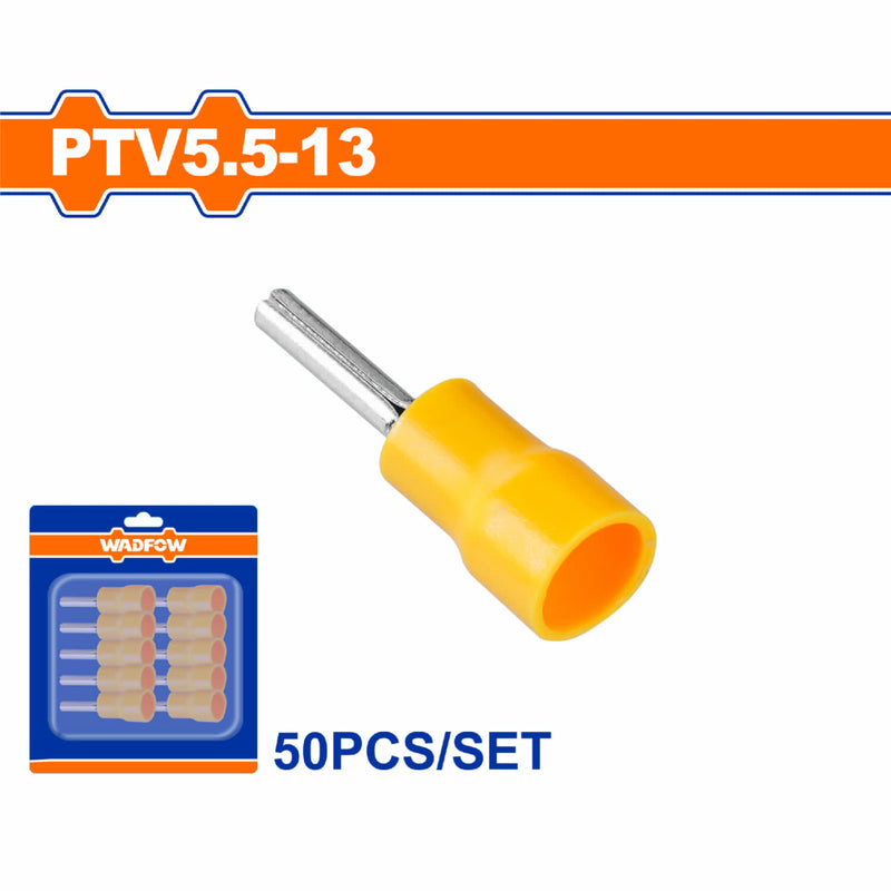 Terminales conectores para cables eléctricos PTV5.5-13 Set 50 pzas Color amarillo Crimpado eléctrico.