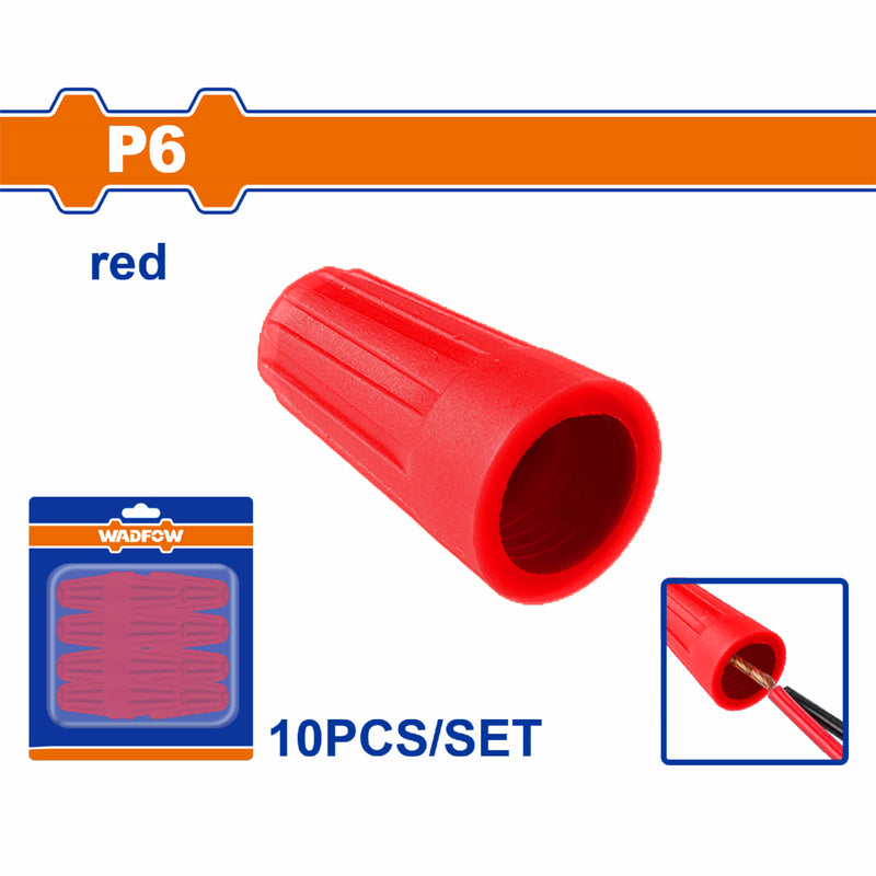 Tapa Enroscable para Cable Electrico P6 Rojo Set 10 piezas. Conector Empalme