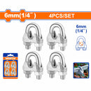 Perros para cable de acero guayas. Clips de cuerda de alambre 1/4" Hierro maleable Electro-galvanizado. Para fijar cuerda de alambre. Set de 4 piezas.