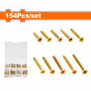 Tornillos para aglomerado. Phillips. Acero al Carbono Galvanizado. Tamaños surtidos. Set de 154 piezas. Madera comprimida.