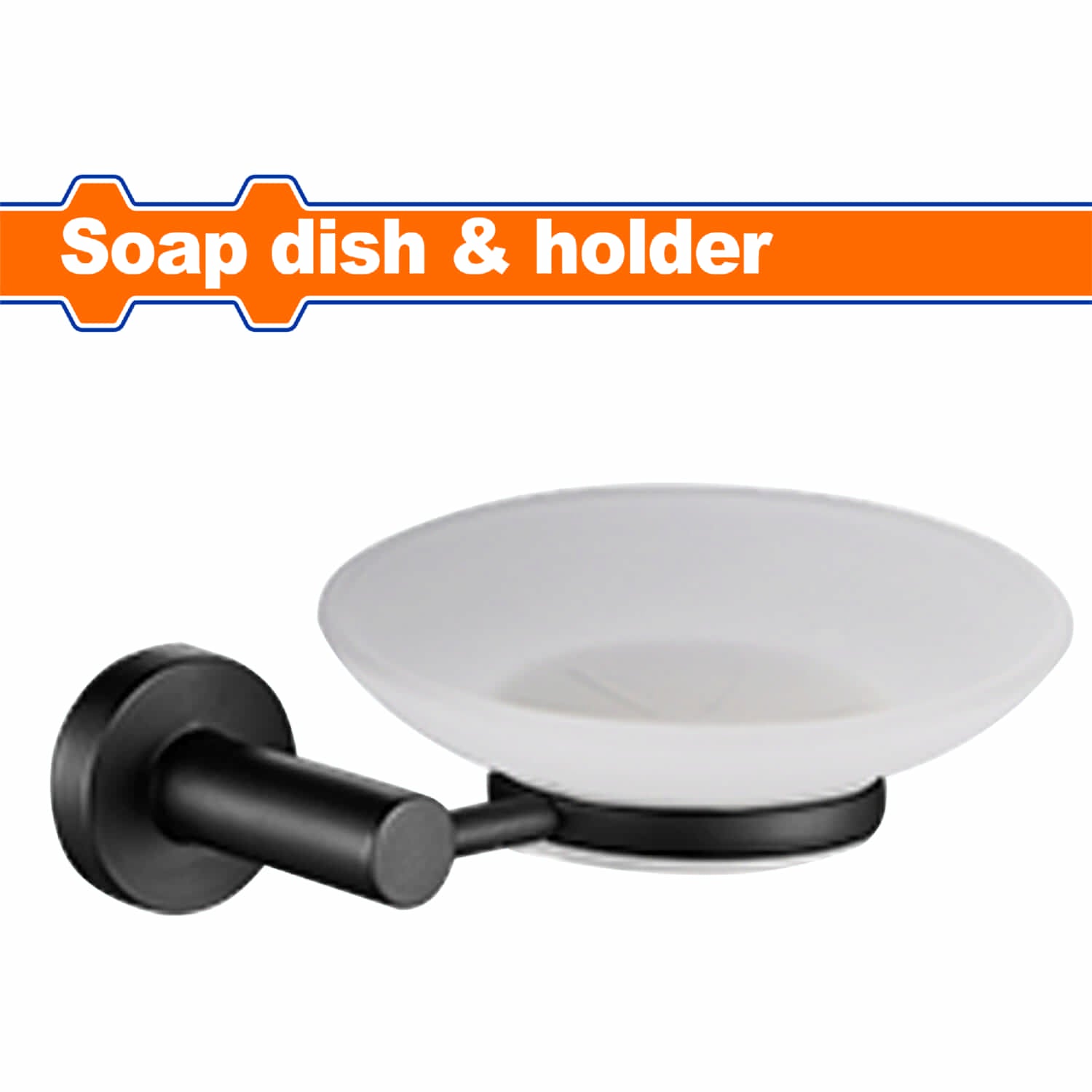 Jabonera redonda con soporte de pared para baño. Negro. Acabado Zinc. Ideal jabón de barra. Set.