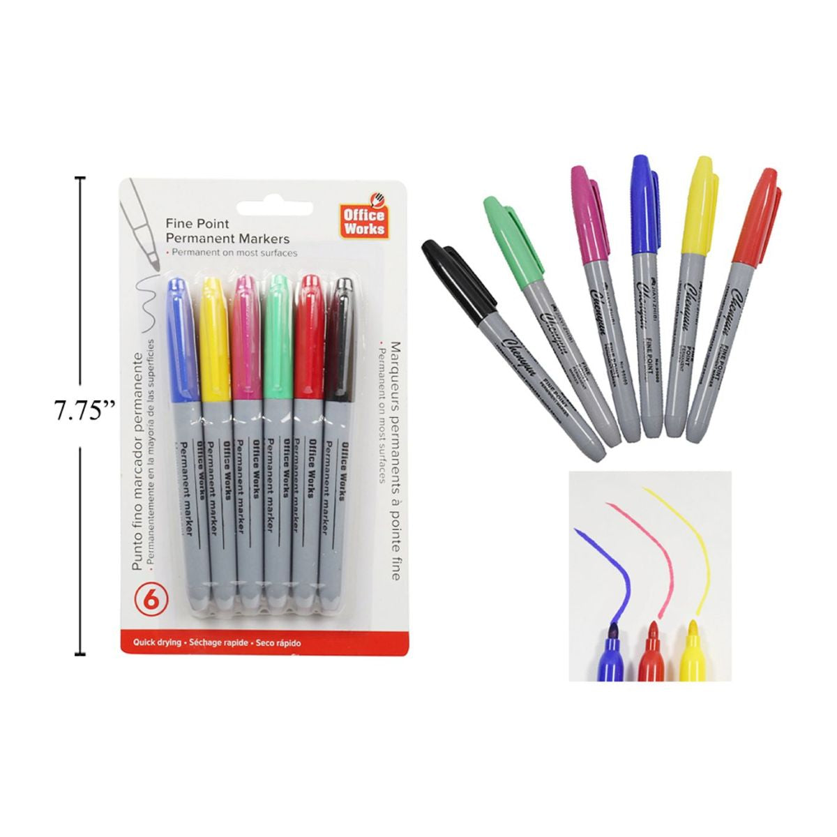 Marcadores Rotuladores permanentes de 6 piezas Color mixto, punta fina