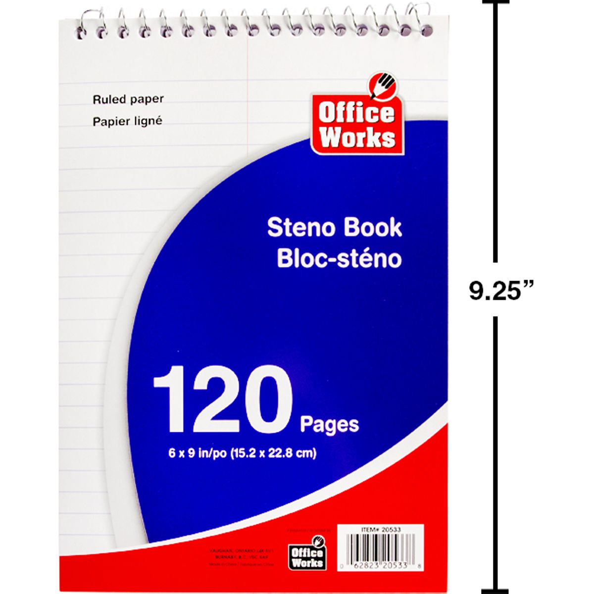 Libro Steno de 120 páginas, 6 "x 9"