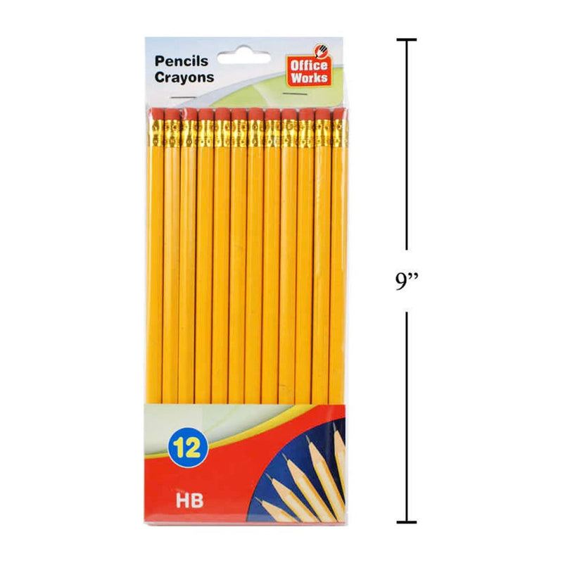 Lápiz HB con borrador, 12 pzs